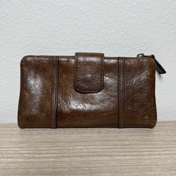 Fossil Long Live Vintage 1954 Emory Clutch Wallet Brown Leather - Picture 2 of 7